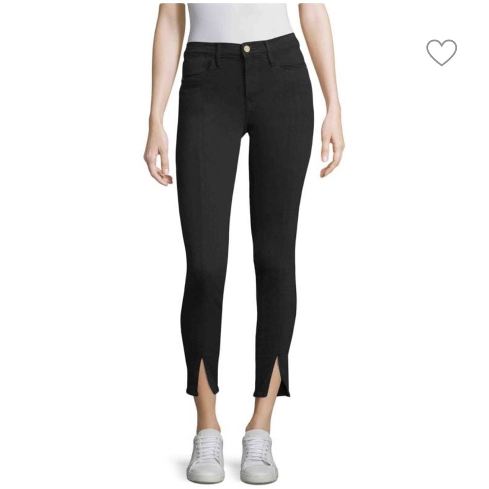 NWT Frame Denim Le High Skinny Front Split Noir Black Jeans, Size 32